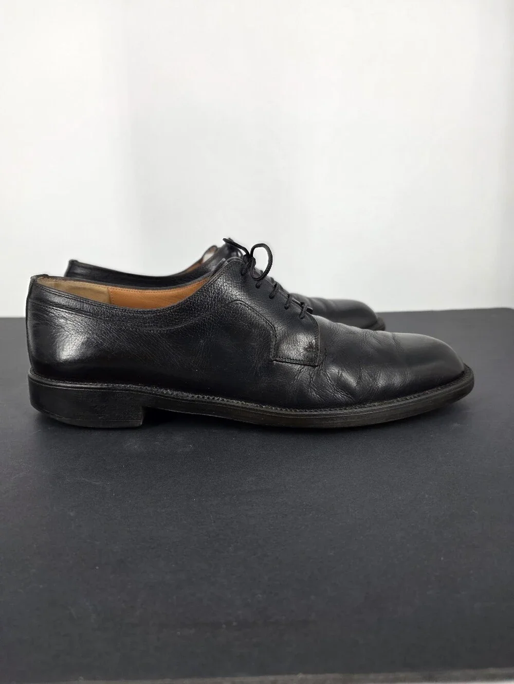 Salvatore Ferragamo Studio Mens 11 B Black Leather Derby Oxford Dress Shoes